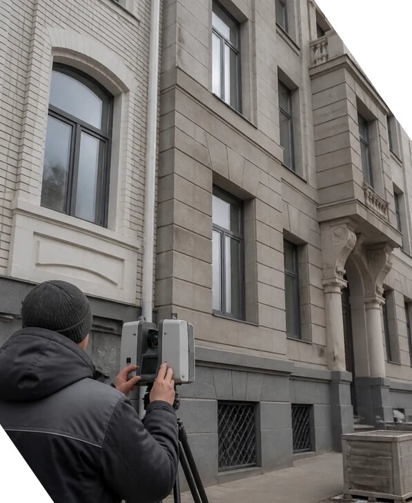 Лазерное сканирование фасадов зданий для обследования в Люберцах